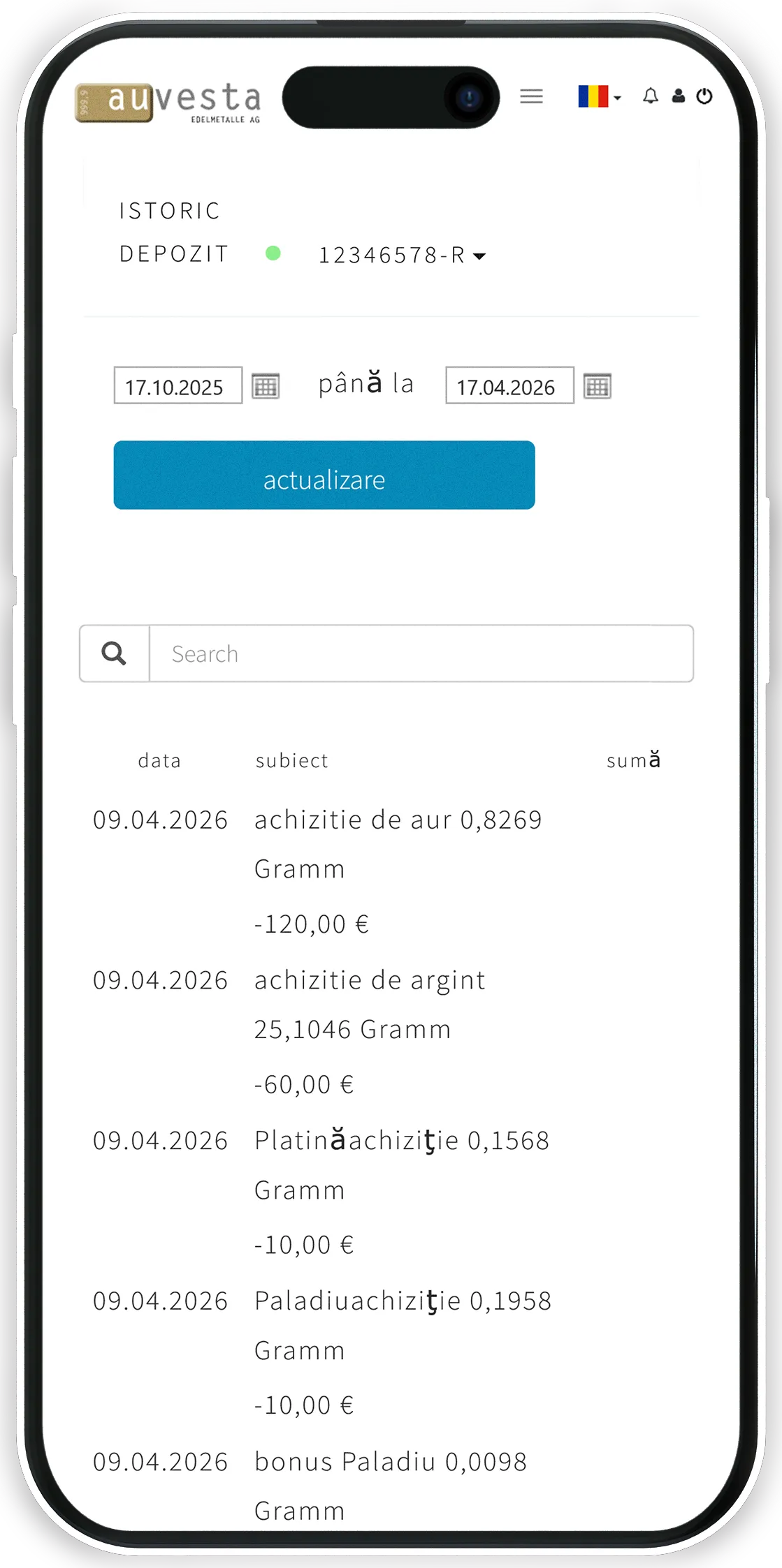 Achiziții - pentru fiecare achiziție se realizează un decont